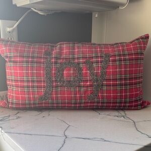 Plaid 'Joy' Holiday Pillow